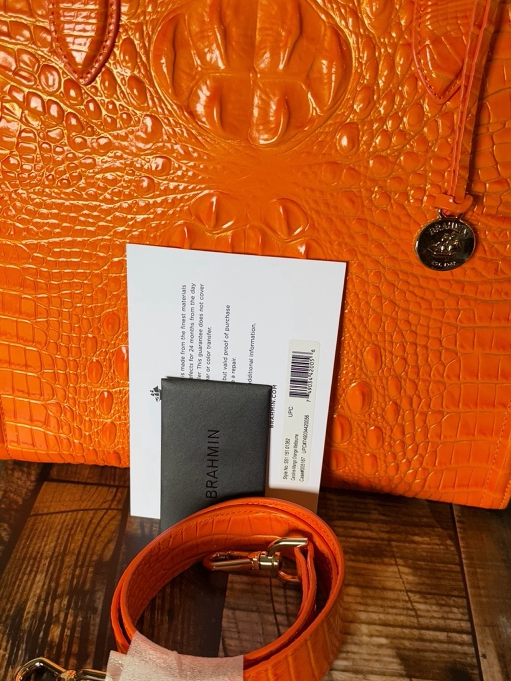 FIRM $ Brahmin Caroline Mango Orange Melbourne Leather Bag New with Tags! - Picture 12 of 14